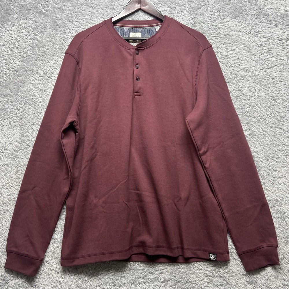 Cooper Oak Shirt Mens XL Red Burgundy Henley Sweatshirt Long Sleeve Outdoor